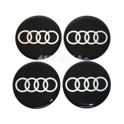 Naklejki na kołpaki emblemat Audi 70mm czarne sil-32958