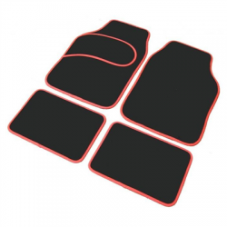 Dywaniki materiałowe czarne z lamówką czerwoną-55115