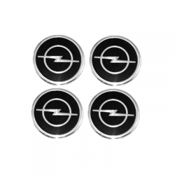 Naklejki na kołpaki emblemat Opel 60mm czarne alu-56052