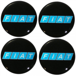 Naklejki na kołpaki emblemat Fiat 55mm czarne sil-70640