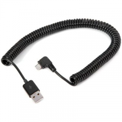 Kabel USB microUSB kątowy sprężyna spirala 3m-79634