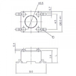 Mikrowłącznik switch pilota 6.0x6.0mm wys 4.3mm-95425