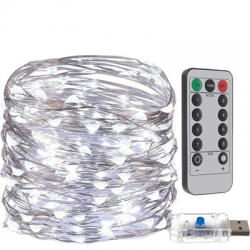 Lampki choinkowe 300 LED drucik biały zimny USB-108770