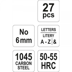 Znaczniki numeratory litery 6mm 27szt Yato-108868