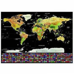 Mapa świata zdrapka z flagami 82x59cm-109783