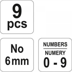 Znaczniki numeratory cyfry 6mm 9szt Yato-110488
