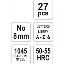 Znaczniki numeratory litery 8mm 27szt Yato-110682