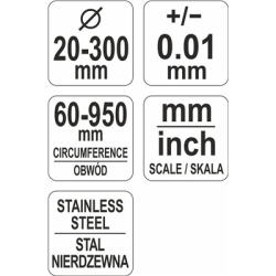 Taśma do pomiaru średnicy 60-950/0.1mm Yato-111580