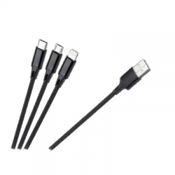 Kabel USB 3w1 microUSB USB typu C 1m-114122