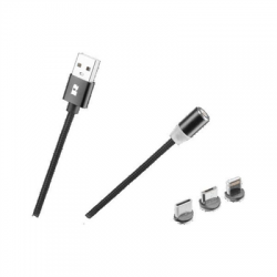 Kabel USB magnetyczny 3w1 microUSB, USB typu C 1m-114124