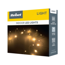 Lampki świąteczne 50 diod LED ciepłe białe 5,2m-123708