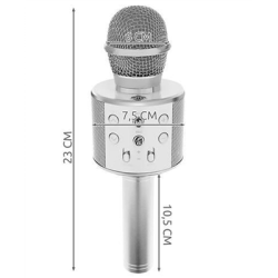 Mikrofon karaoke z głośnikiem srebrny -126372