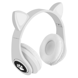 Słuchawki bezprzewodowe z uszami kota białe-127007