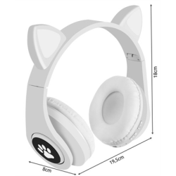 Słuchawki bezprzewodowe z uszami kota białe-127013