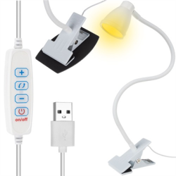 Lampka biurkowa 24 LED klips USB podstawka biała-127867