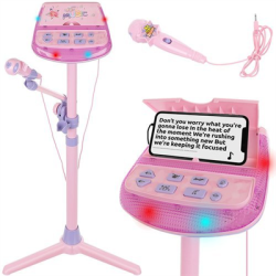 Karaoke na stojaku z mikrofonem różowe-128003