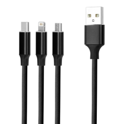 Kabel 3w1 USB - Lightning USB-C microUSB 1.2m 2A-131160