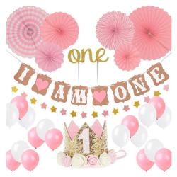 Balony urodzinowe na roczek dla dziewczy zestaw-131950