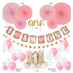 Balony urodzinowe na roczek dla dziewczy zestaw-131951