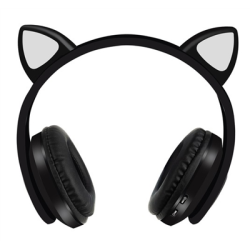 Słuchawki bezprzewodowe uszy kota czarne-134152