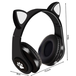 Słuchawki bezprzewodowe uszy kota czarne-134155