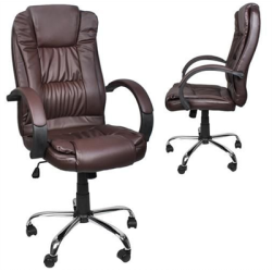 Krzesło fotel biurowy skóra eko brązowy -134221
