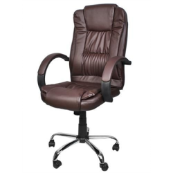 Krzesło fotel biurowy skóra eko brązowy -134226