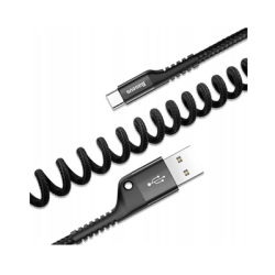 Kabel USB - USB-C 1M 1A Black Spiralny Baseus-135002