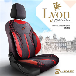 Pokrowce samochodowe komplet Lyon czarno-czerwone-138448