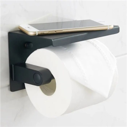 Uchwyt na papier toaletowy z półką czarny loft-140162