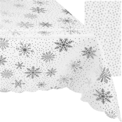 Obrus świąteczny biały śnieżynki 260x140cm-140332