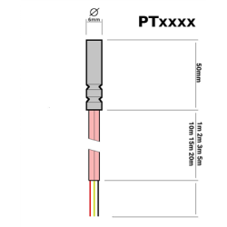 Czujnik temperatury PT100 przewód silikonowy 5m-143140
