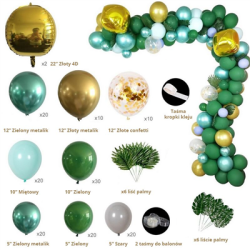 Girlanda balonowa 142 balony zielony zloty mięta-144128