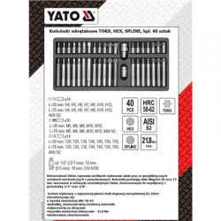 Bity klucze hex torx spline 40szt Yato YT-0400-23918