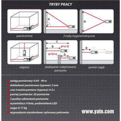 Dalmierz laserowy 0,05-40m etui Yato YT-73125-50266
