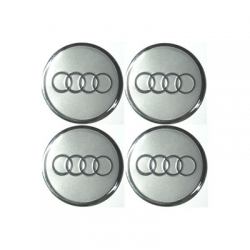 Naklejki na kołpaki emblemat Audi 60mm srebrne alu-50777