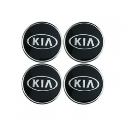 Naklejki na kołpaki emblemat Kia 60mm czarne alu-50808