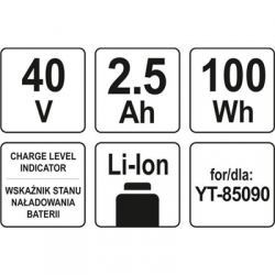 Akumulator Li-ion 40V 2,5Ah YT-85132-50824