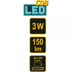 Lampa czołowa COB LED 3W IP20 Vorel 88676-51209
