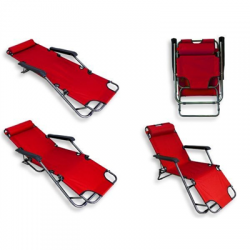 Leżak plażowy składany 3 położenia czerwony-52820