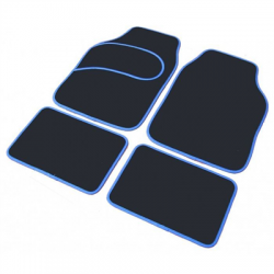 Dywaniki materiałowe czarne z lamówką niebieską-55116