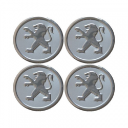 Naklejki na kołpaki emblemat Peugeot 60mm alu sreb-56908