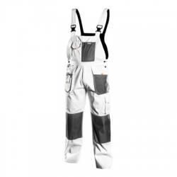 Spodnie robocze na szelkach L białe HD NEO-57370