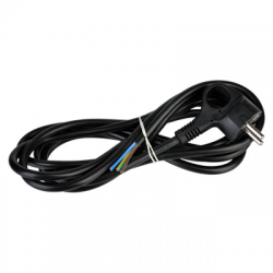 Kabel elektryczny czarny 3m 3x1,5mm wtyk kątowy-58904