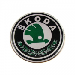 Emblemat logo znaczek Skoda zielony przód tył 70mm-59250