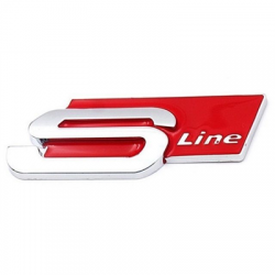 Emblemat napis S-LINE 8,3x3cm Audi czerwony-60151