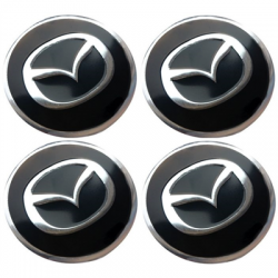Naklejki na kołpaki emblemat Mazda 55mm czarne al-60215