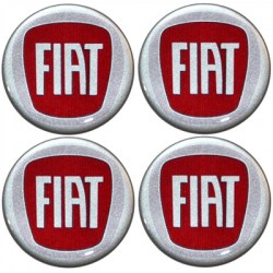 Naklejki na kołpaki emblemat Fiat 80mm czerw sil-60968