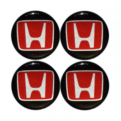 Naklejki na kołpaki emblemat Honda 50mm czerw sil-61353