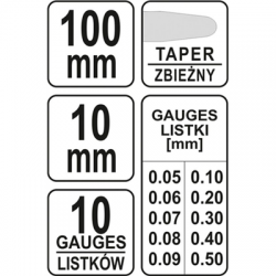 Szczelinomierz 0.05-0.5mm 10 listków Yato YT-7222-63851